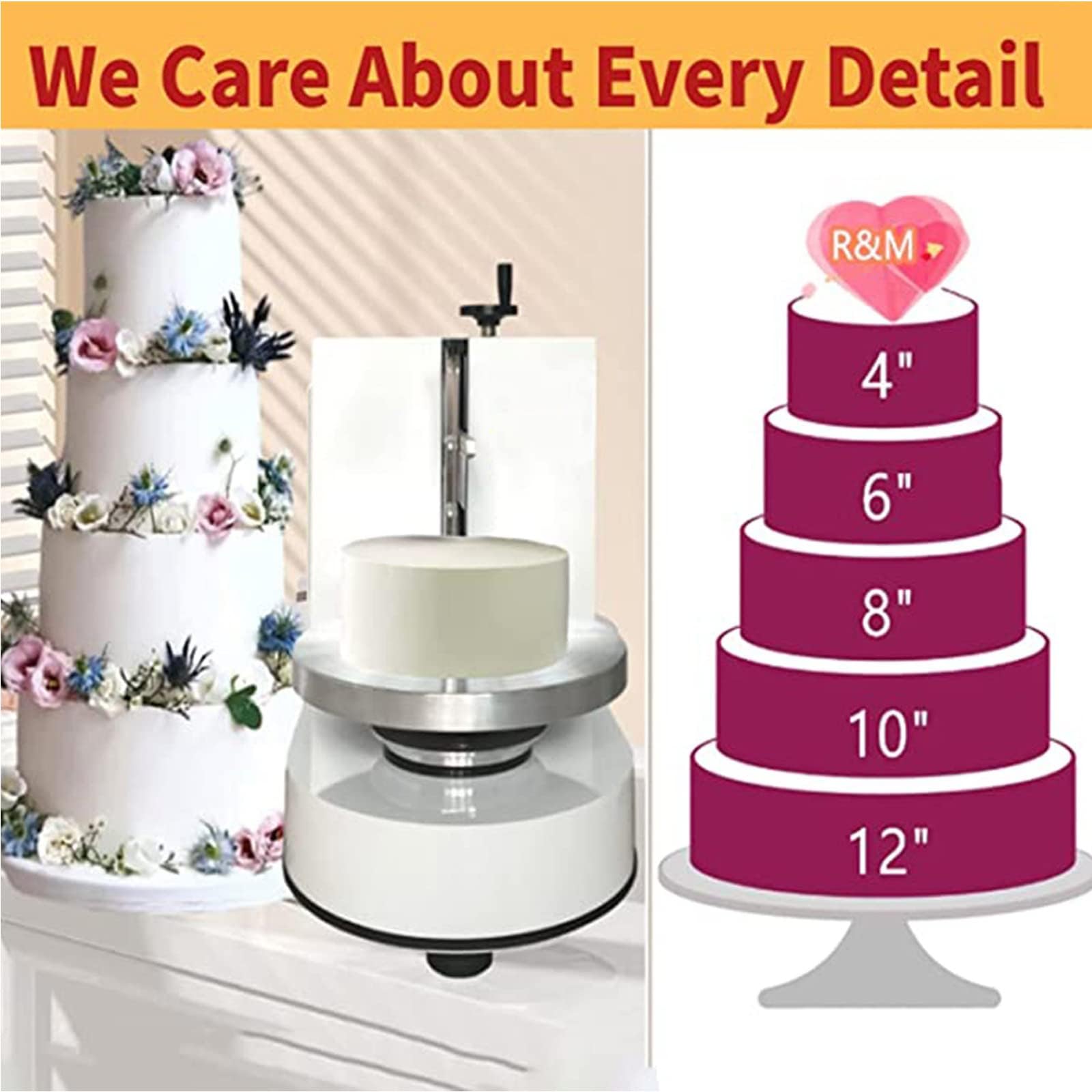 Máquina automática para esparcir Crema para Pasteles, máquina eléctrica para esparcir Crema para Pasteles de cumpleaños para Hacer Pasteles de 4 a 12 Pulgadas, para Cocina doméstica Comercial