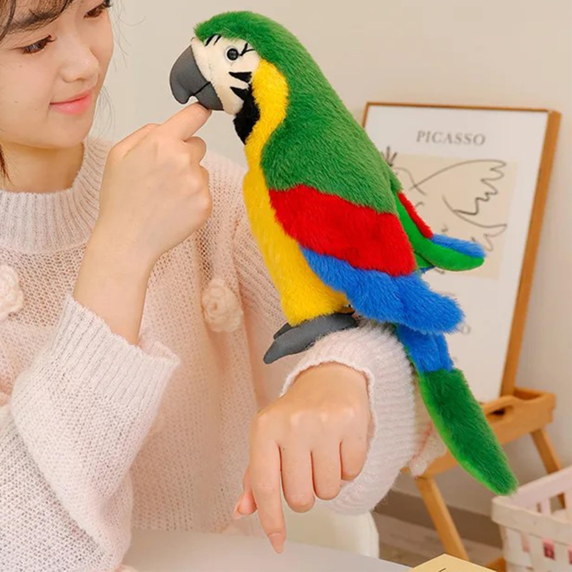 Lot De 2 Perroquets Parlants Interactifs En Peluche – Répètent Vos Paroles, Jouet Sensoriel Doux – Cadeau Anniversaire (Piles Non Incluses)