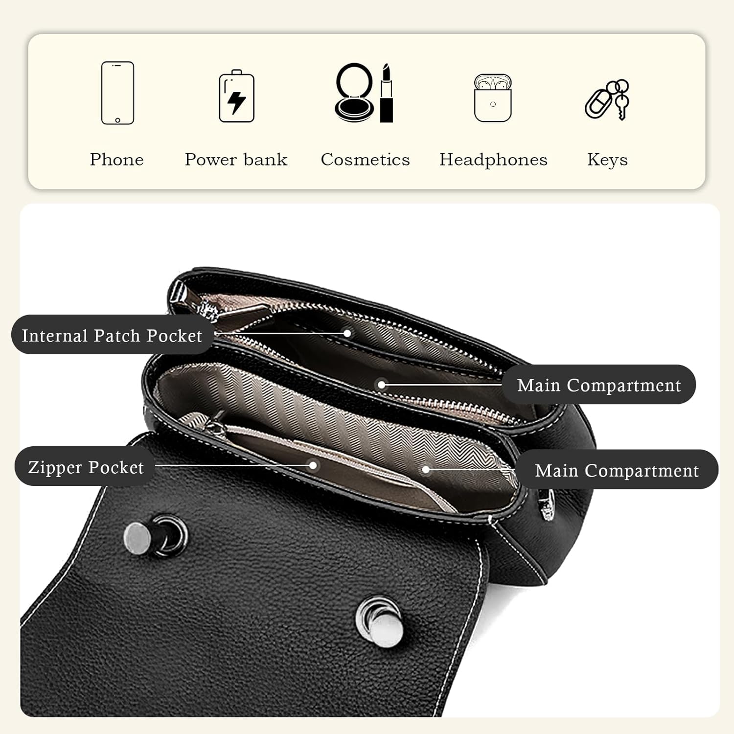 Genuine Leather Shoulder Bag, Mini Top Handle Handbag, Crossbody Bag for Women, Small Satchel Pouch - Image 4