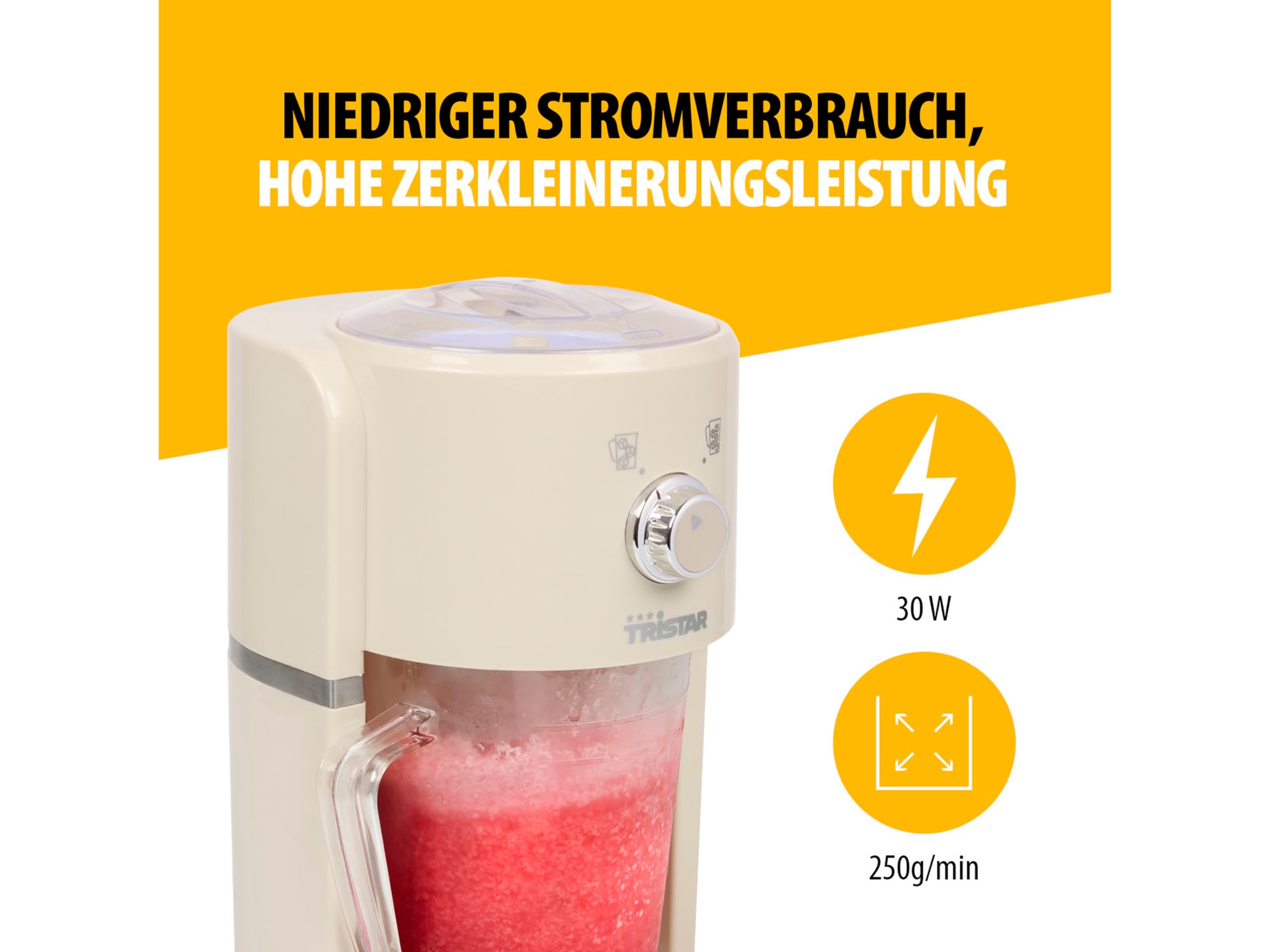 Tristar Slush maszyna do lodów - 2 rozmiary kruszonych lodów - 250 g lodu na minutę - 1,1 l nalewak - pojemnik na lód 600 ml - KD-7310