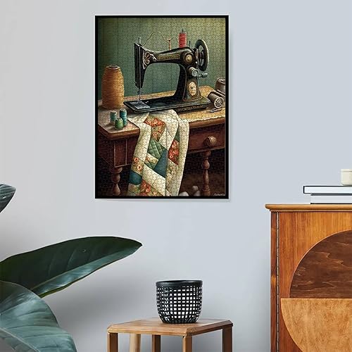 Miniatura 9 de Rompecabezas de madera para adultos, rompecabezas de 1000 piezas, divertido rompecabezas de madera, rompecabezas vintage de máquina de coser,