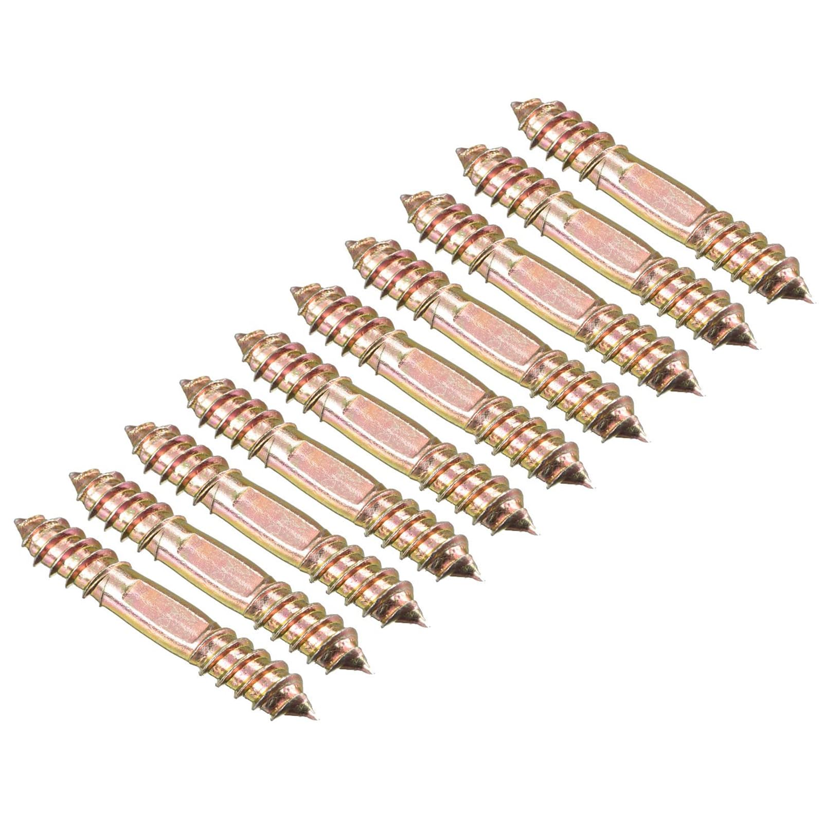 TOP-VIGOR 12Pcs Hanger Bolts, M10x60mm Double Ended Self-Tapping Thread Wood to Wood Dowel Screws, Double Ended Dowel Screws