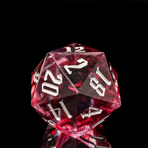 Miniatura 1 de Cusdie Dados DND individuales D20 con bordes afilados e inclusiones de lámina de purpurina, dados D&D de 20 lados, dados poliédricos hechos a mano