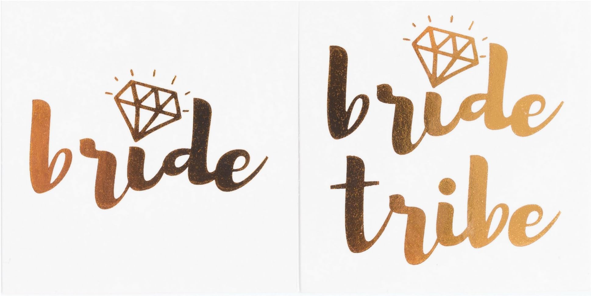 Bachelorette Party Temporary Tattoos, 12-Pack Bride & Bride Tribe Long-Lasting Metallic Gold for Wedding Ideas, Bridal Shower Decorations, Bridal Shower Party Supplies, 2 X 2 inches (Diamond)