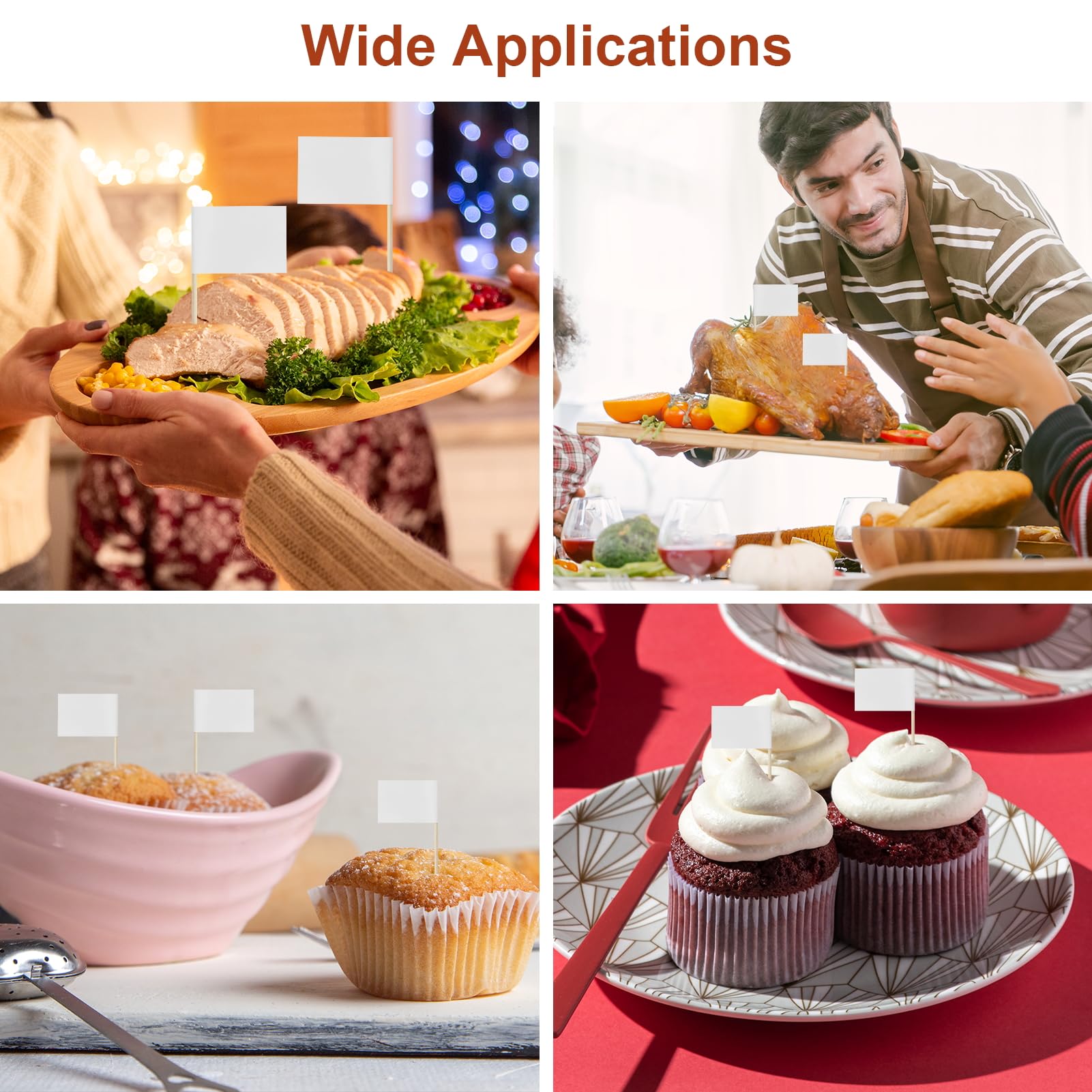 120 pezzi pezzi di stuzzicadenti vuoti, bandiere di stuzzicadenti, bandiere da scrivere, stuzzicadenti di carta, per torte, frutta, decorazione per feste