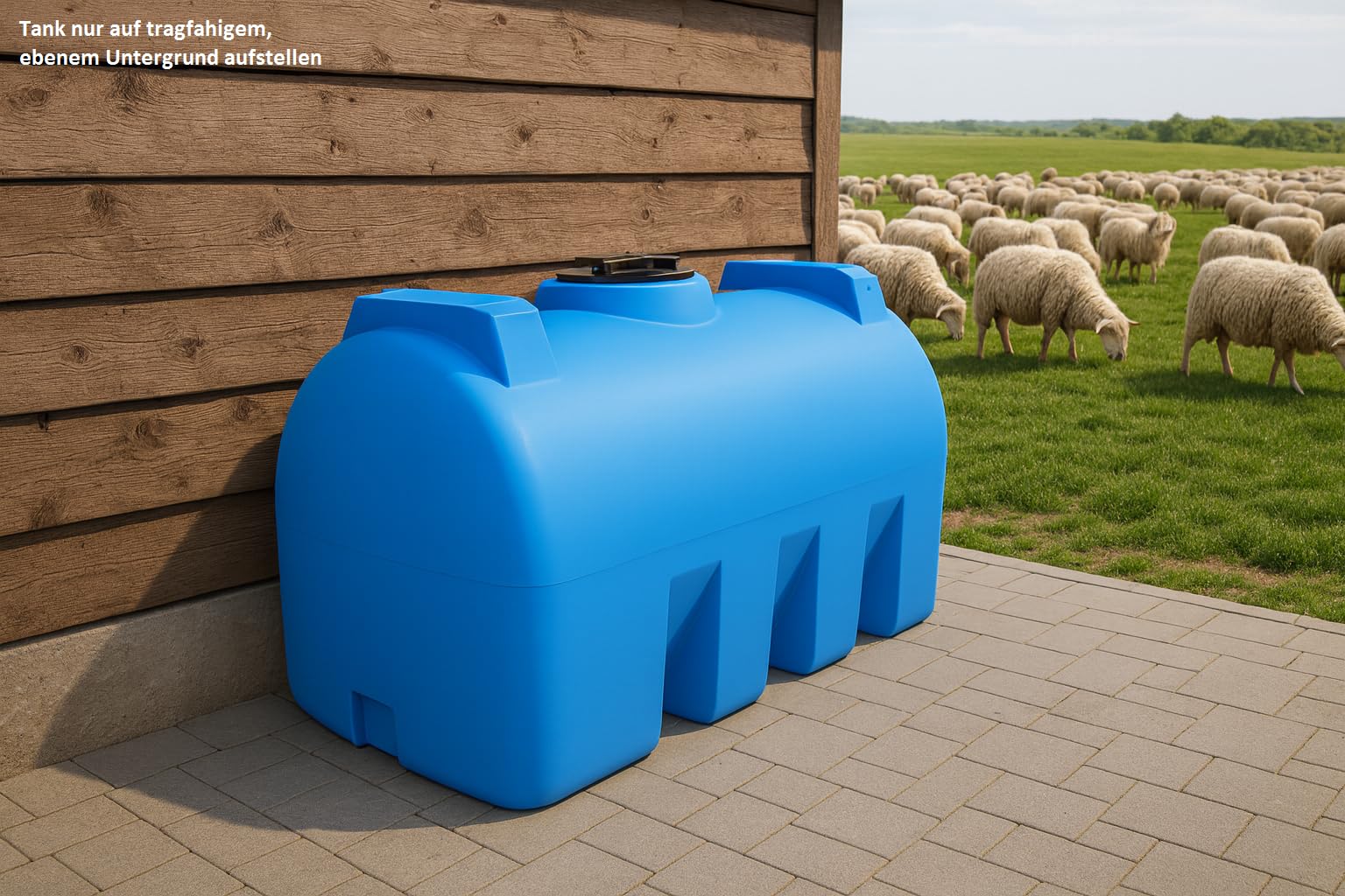 KMND Wassertank 2000 Liter Groß | Trinkwassertank PZH-Zertifiziert | Regentonne 2000l | IBC Container Alternative Zisterne | Regenwasserbehälter PE Kunststoff Robust Landwirtschaft Gewerbe - Blau