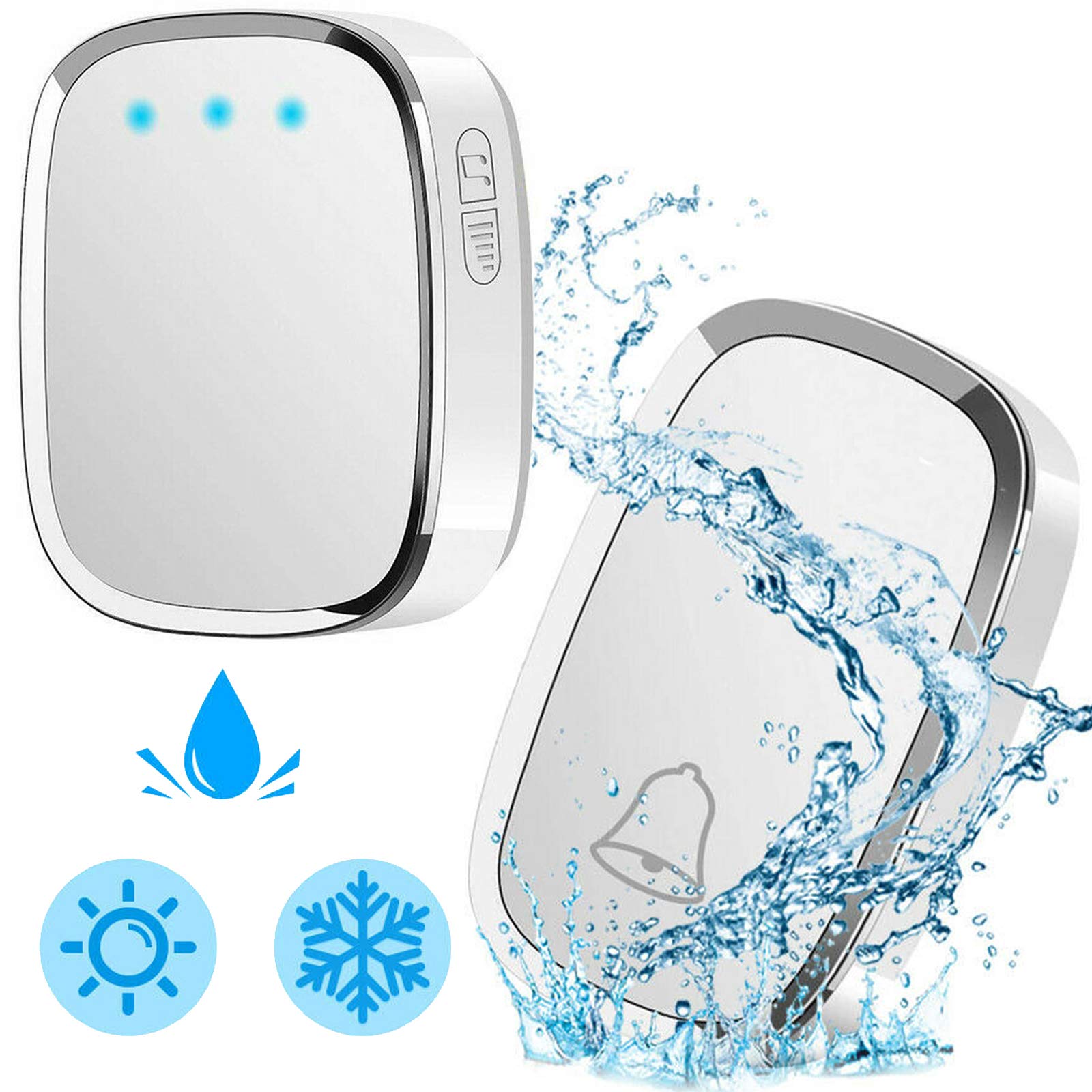 Hsha White Door Bell Loud Wireless Doorbell With 4 Level Volume, 300M Range, 36 Chimes Ringstones Ip44 Waterproof Wall Plug-In Cordless Door Chime Kit, 1000Ft Long Range Door Ring Chime Kit Adjustable Volume