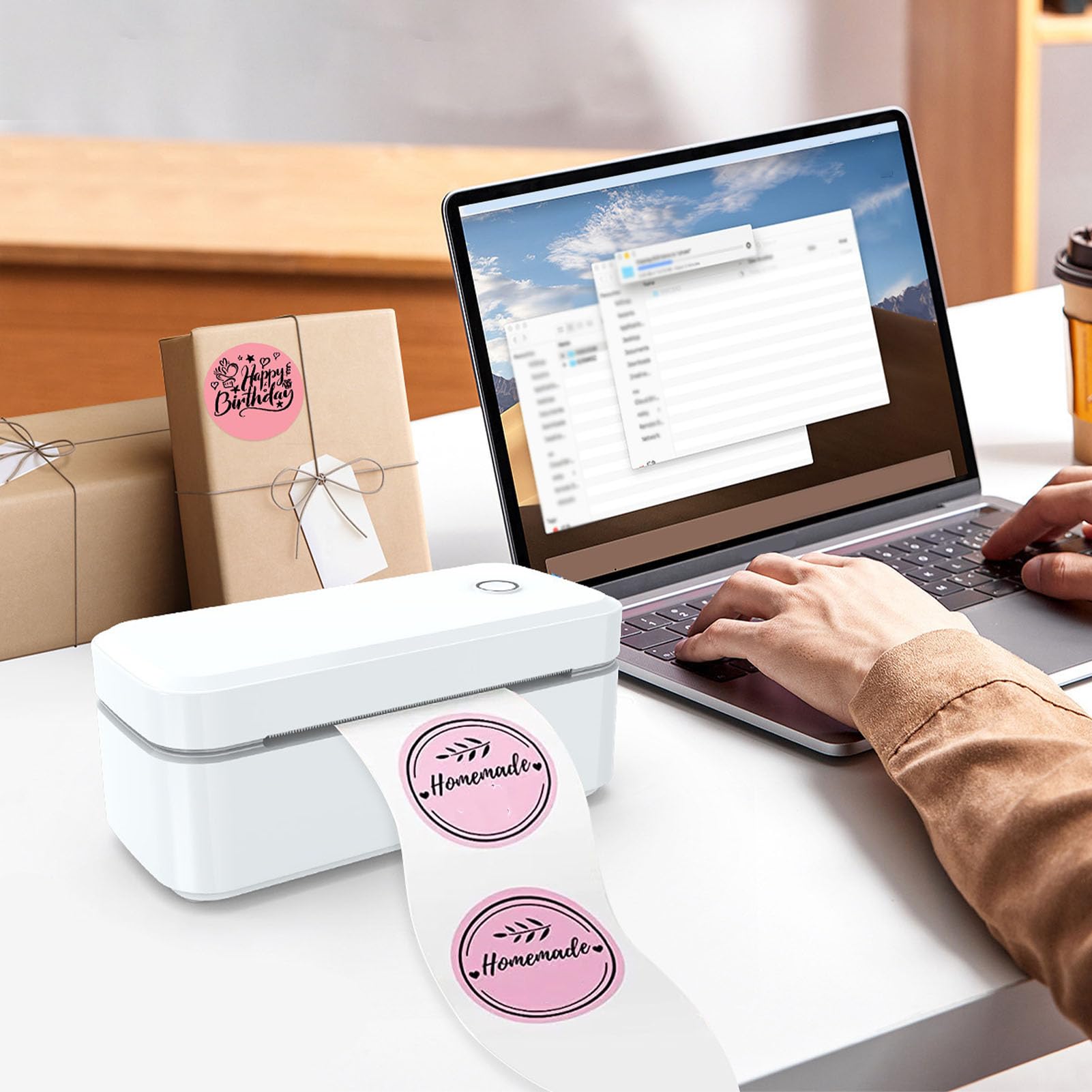 Fafeicy Primante D'étiquette D'expédition Thermique 200DPI, Support USB pour la Tablette de Téléphone PC, Imprimante D'étiquette de Colis pour Les Centres Commerciaux du Bureau à (Prise