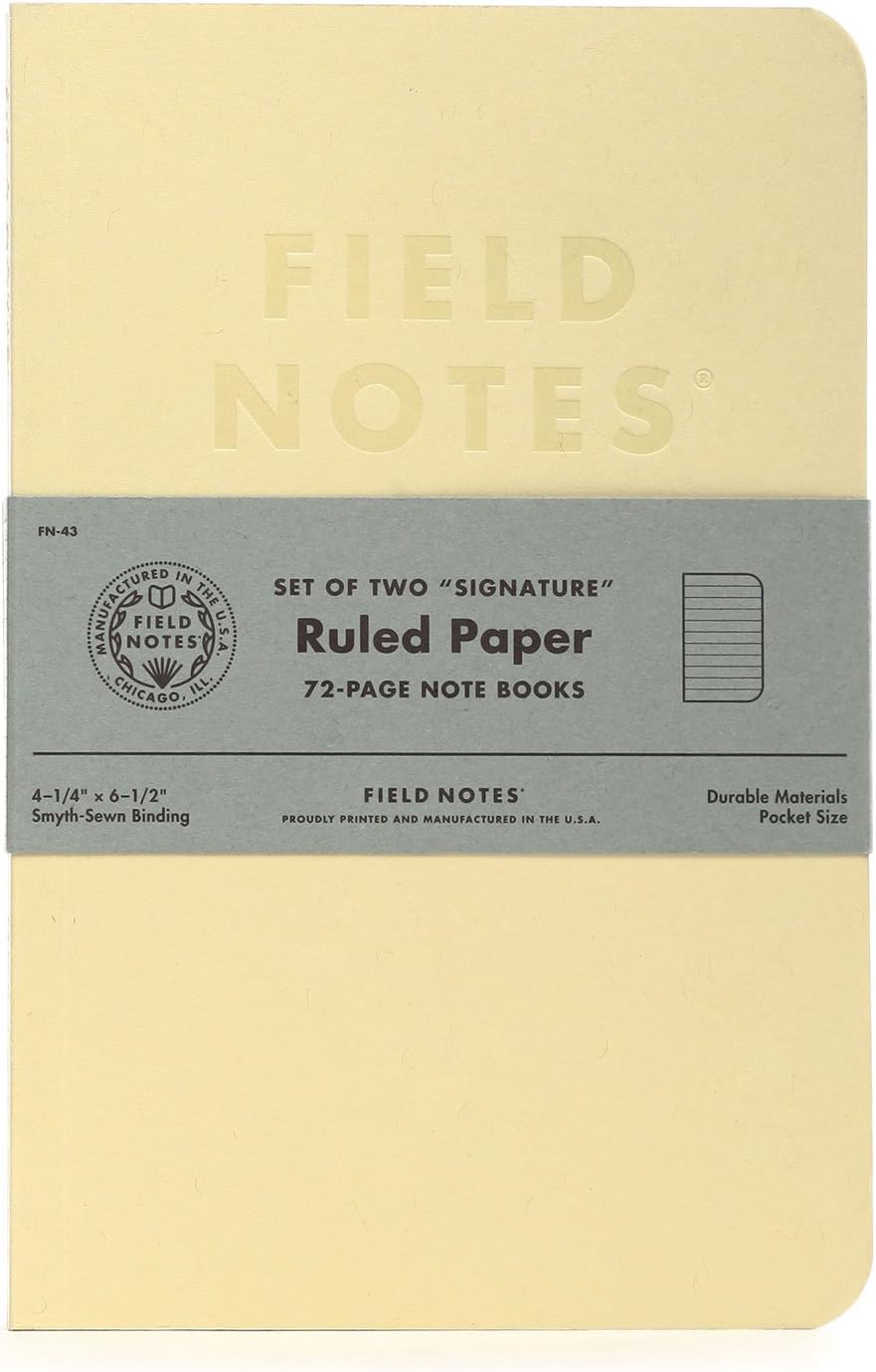 Field Notes Signature Series Notebook 2-Pack - 4.25" x 6.5" - 72 Pages (Cream with Ruled Paper)