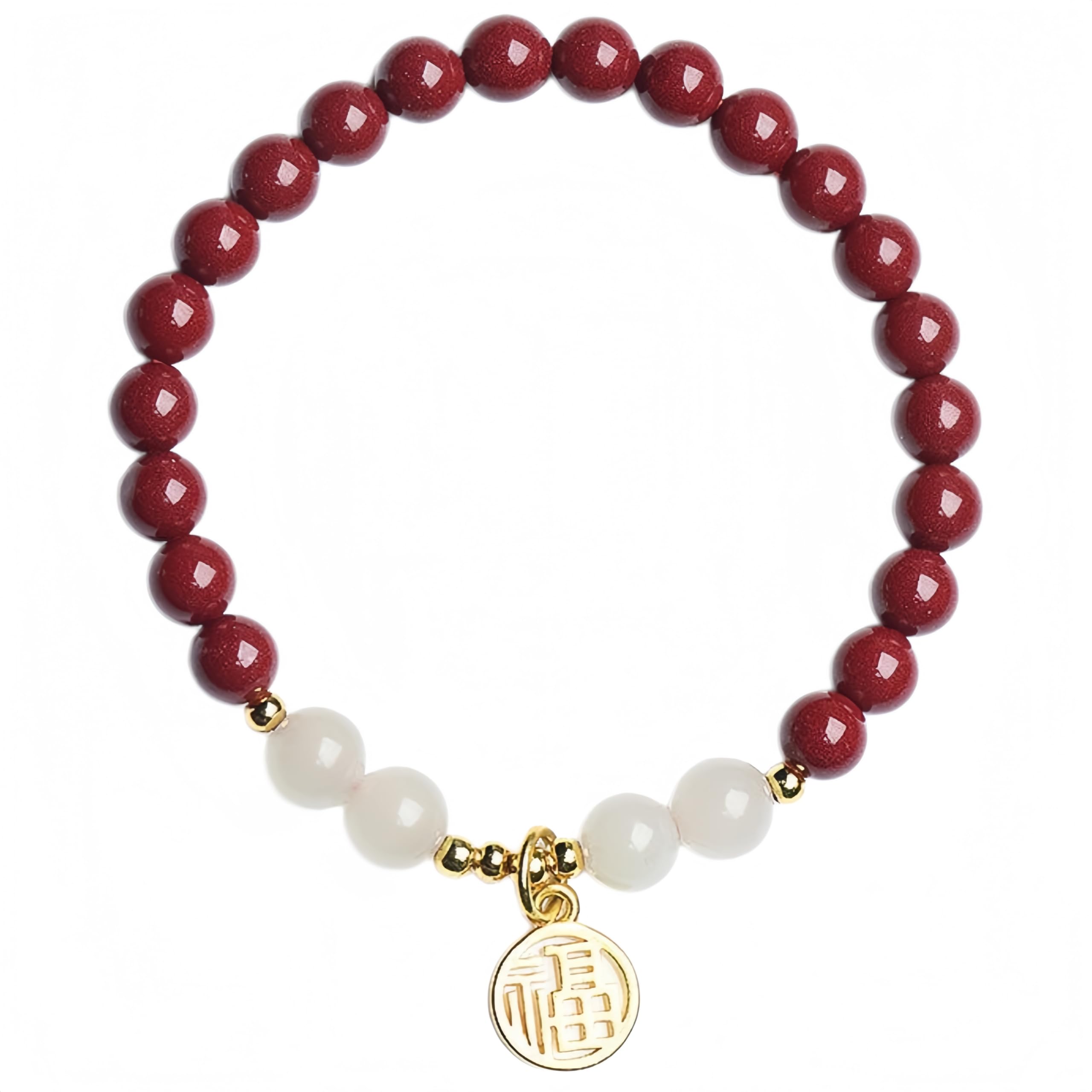 Bracciale Elastico Bracciale In Cinabro Rosso Scuro