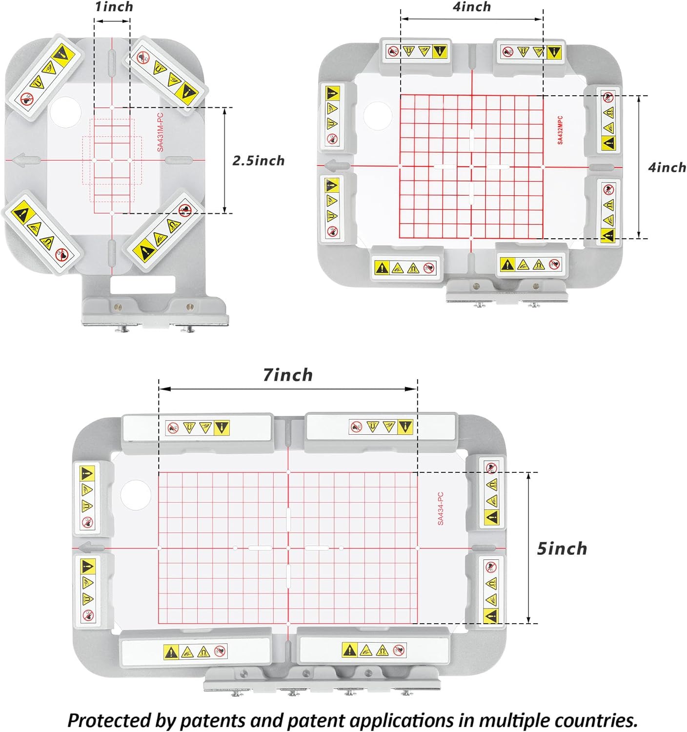 Sew Tech Magnetic Embroidery Hoop Set for Brother SE700 SE600 PE545 PE535 SE725 SE625 PE540D PE550D LB5000 SE400 SE425 PE500 NS1750D NS1850D M370D M380D M340ED Babylock Machine (3in1-AMK Set)