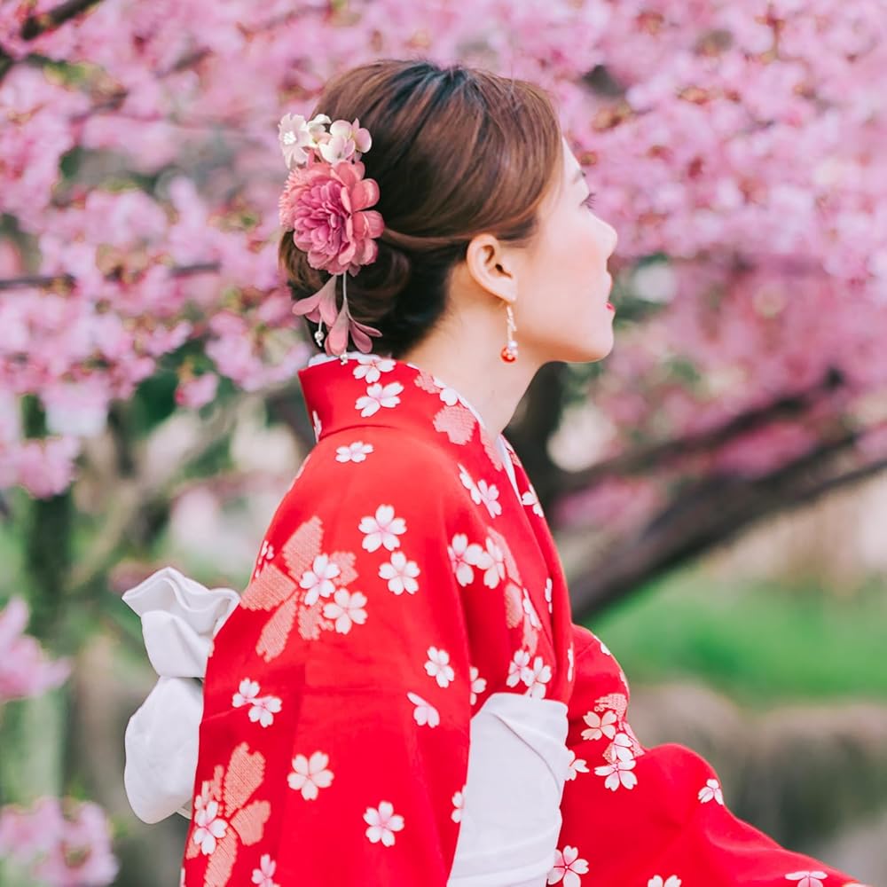 tomさま専用 七五三髪飾りセット 薄紅梅色×パールピンク 6-69 七五三 髪飾り 2点セット ちりめん 3歳 7歳 ピンク 水色 蝶 髪