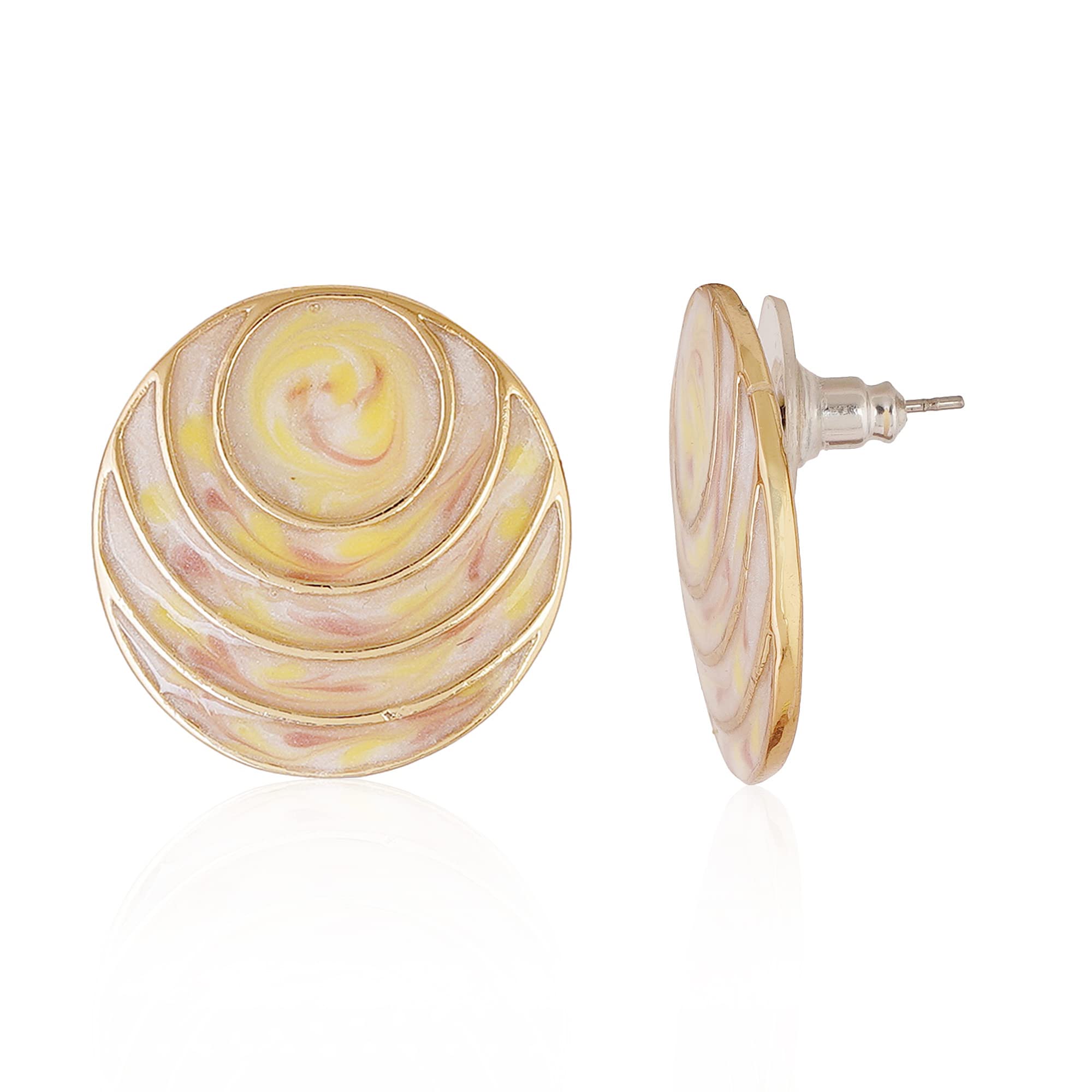 Beige Round Stud Earrings for Women