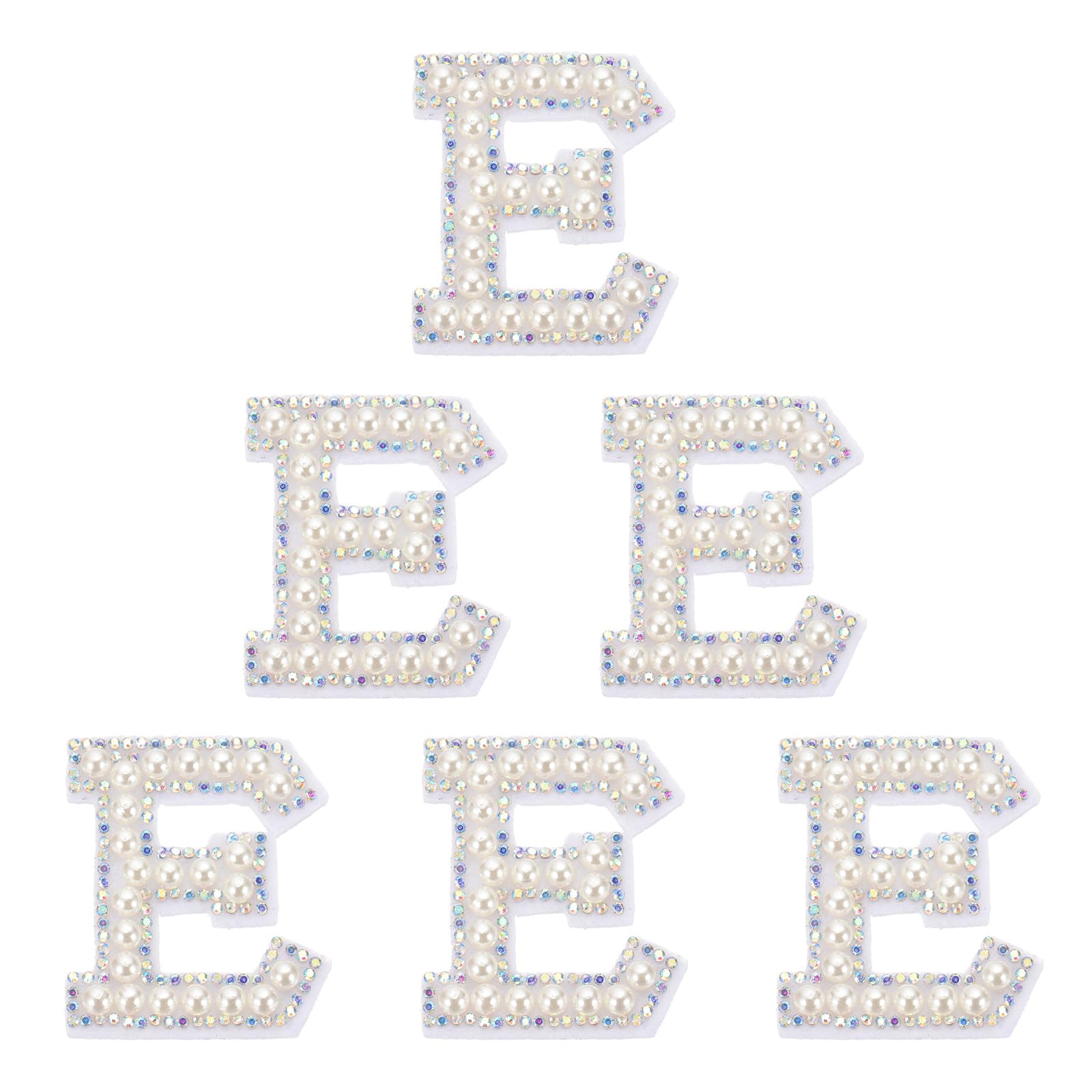 Patchs brodés en forme de lettre E scintillants : lot PATIKIL blanc de 4,4 cm avec strass