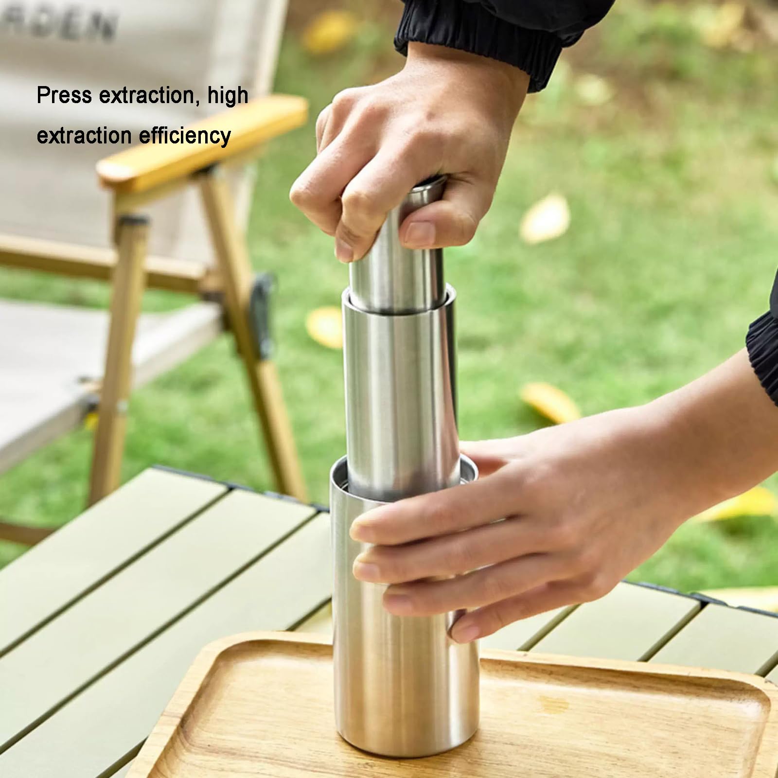 Caffettiera portatile – 360 ml in acciaio inox, metodo di infusione 3 in 1 per campeggio e viaggi, combina French Press, Pourover, Espresso