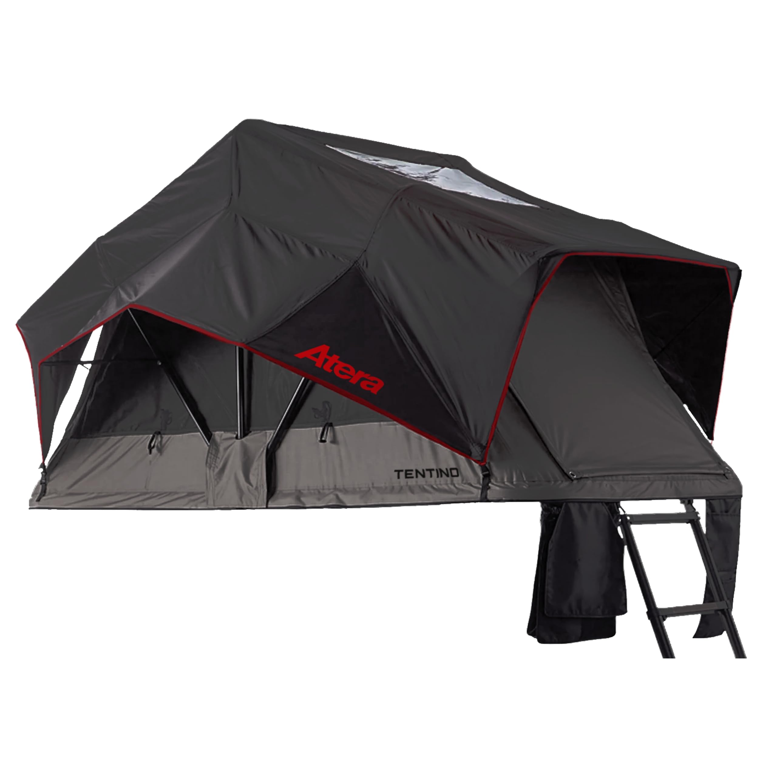 Atera 082299 Tentino Leichtbau Autodachzelt mit 360° Panorama-Aussicht, Matratze - 225 x 122 cm Liegefläche, LED-Beleuchtung - Skyline-Fenster, Schwarz | mit 360° Panorama-Aussicht, Matratze & LED-Beleuchtung, Skyline-Fenster, Art. Nr. 082299