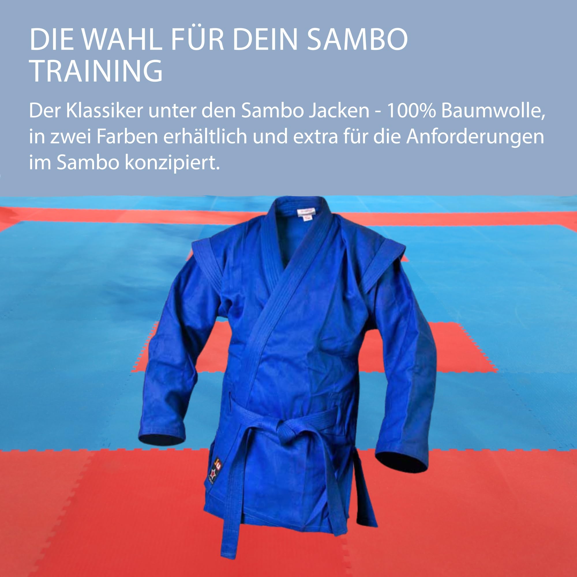 Ju-Sports Sambo Jacke Herren & Damen, rot Gr. 160 - Klassischer Kurtka inkl. Gürtel, Ausgestattet mit Schulterabsätzen & Gürtelschlaufen, 100% Baumwolle