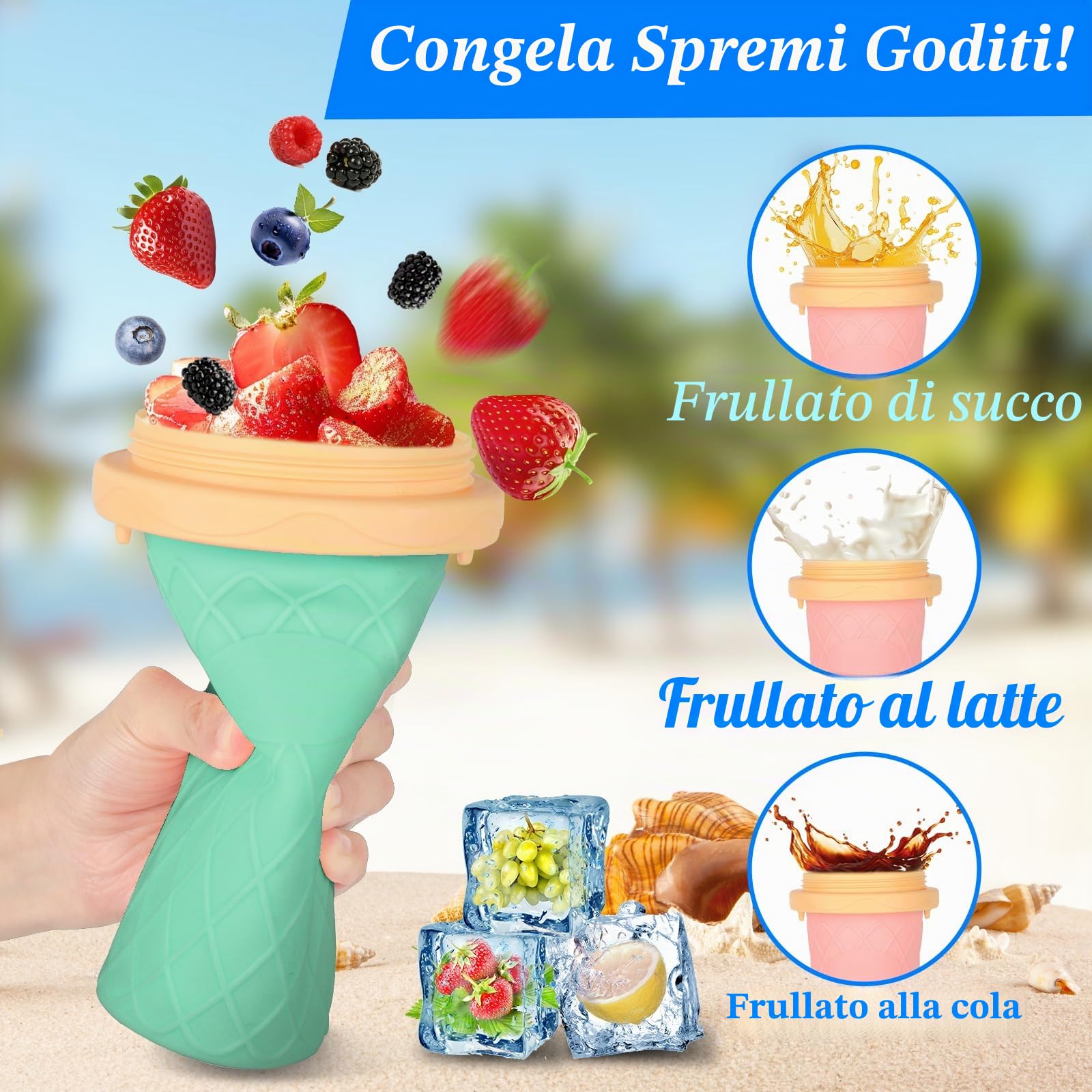 2 Pezzi Slushy Cup, Cuppa Frullato Congelato in Silicone con Cannuccia e Cucchiaio 2 in 1, Fai Da Te