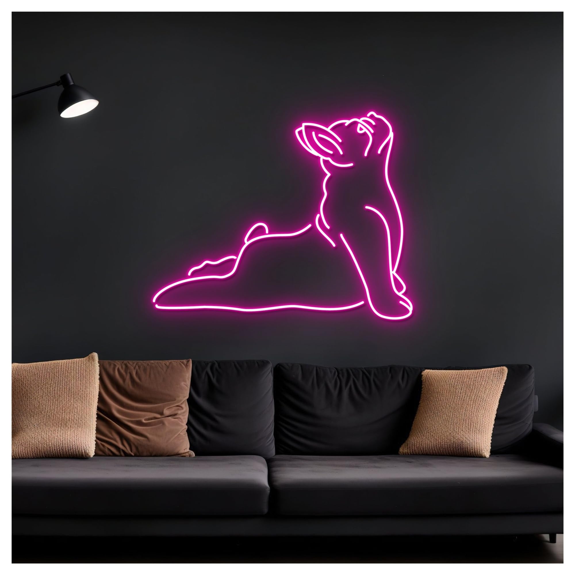 Decoración Lámparas Letrero De Neón Para Yoga Con Diseño Bulldog Francés Y Pug, Pose Perro, Decoración Pared Para Guardería, Cachorro, 58cm