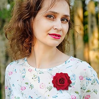 2 Pcs Rose Hair Clip,Pink & Red Rose Flower Hairpin for Women Girls,Rose Brooch Floral Clips Barrettes Hair Accessories for Bridal Bridesmaid Girls Party Wedding(Red/Pink)