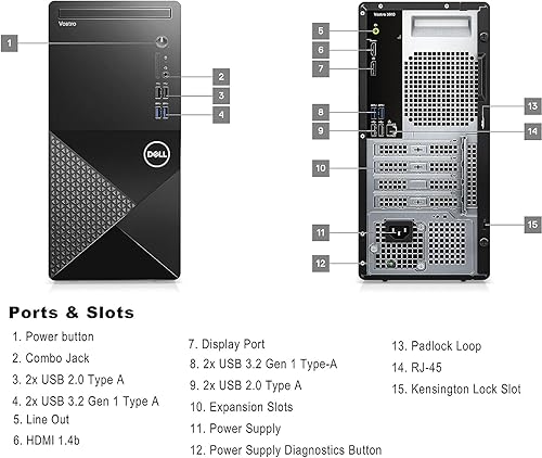 Miniatura 6 de Dell Vostro 3000 Series 3910 Escritorio empresarial  Intel Core i7-12700  32 GB de RAM  SSD de 1 TB  HDMI  DP  Teclado y mouse con cable  Wi-Fi 6