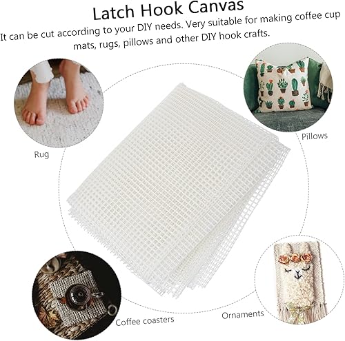 Miniatura 7 de Ciieeo Ganchos de plástico de tela de malla tejida para colgar tapiz tejido, manta, kit de tejido de alfombra en blanco, alfombra de malla de