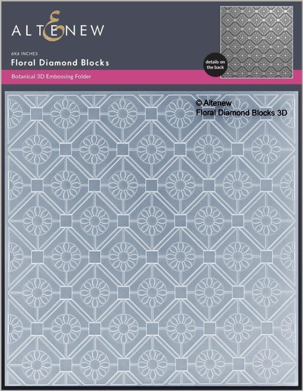 Floral Diamond Blocks 3D Embossing Folder, Easy to Use Embossing Folders for Paper Crafting, Three-Dimensional Projects, Embossing Folders for Cardmaking, Scrapbooking, and Journaling
