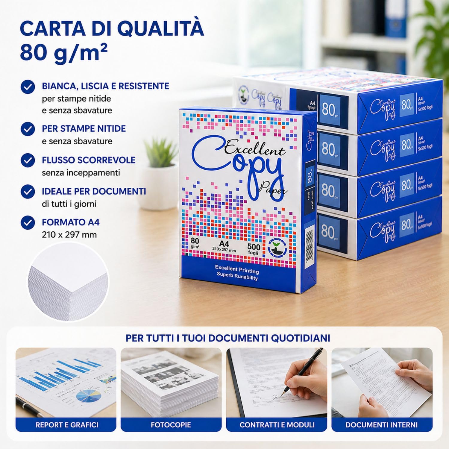 Risma Carta A4 2500 fogli 5 pacchi da 500 fogli