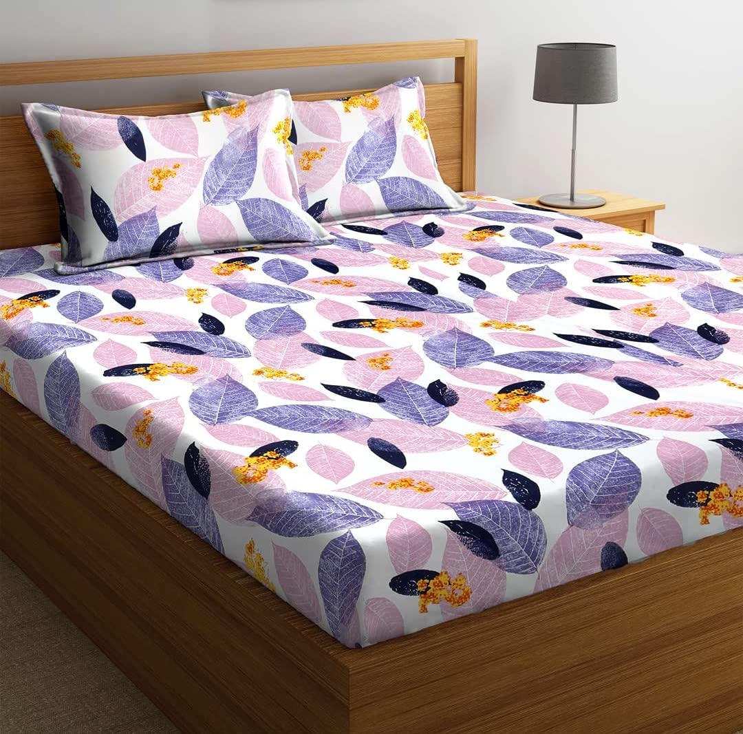 Modak King Size BedsheetFitted for Kids | Printed Bed Sheet Double Bed for Kids, Room Cartoon King Size Bedsheet with Elastic Fitted and 2 Pillow Covers (90 x 100 Inch, Giraffe-Beige)