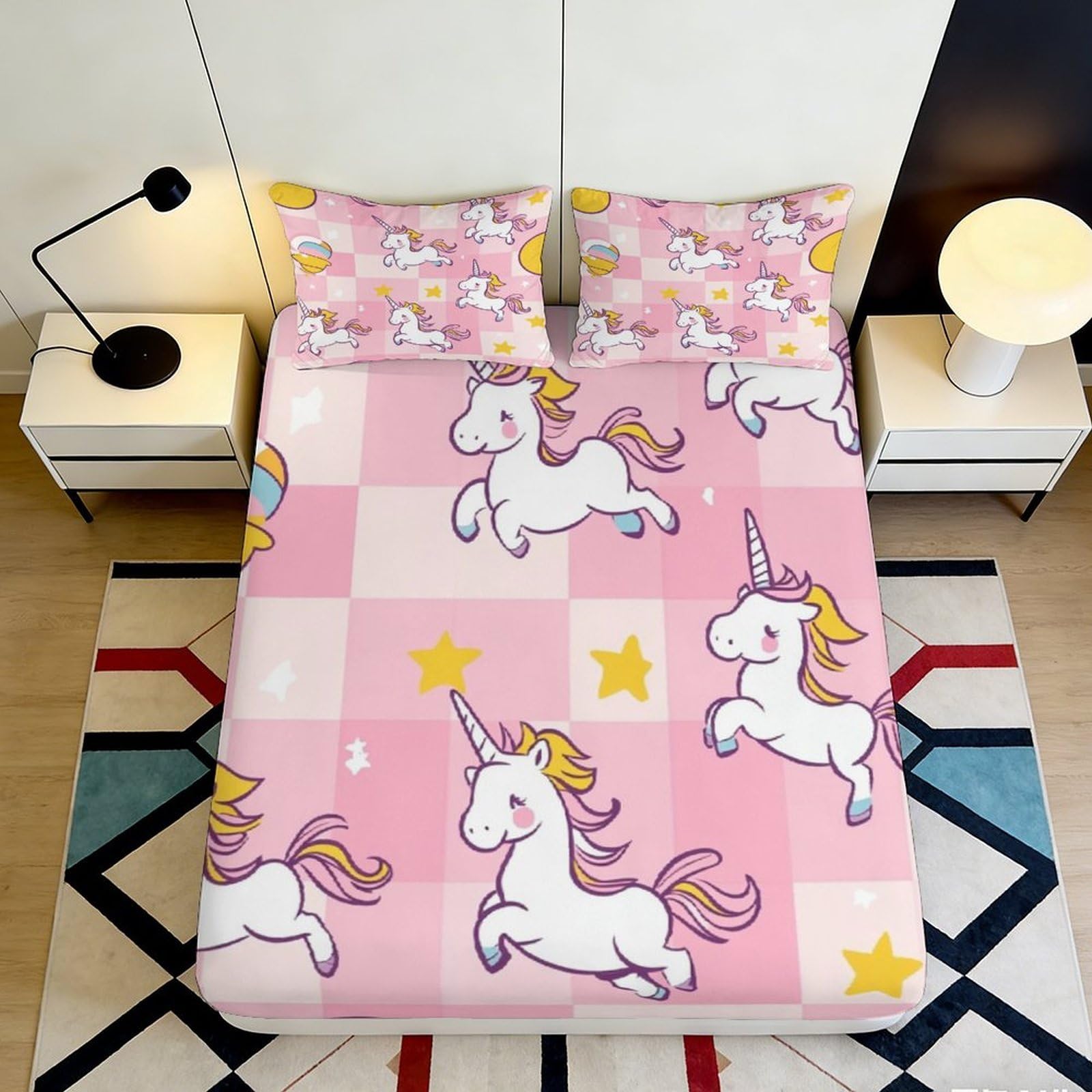 3D Printed Pastoral Cow Fitted Sheet Microfiber Non-Slip Deep Pocket Bedroom Bedding Cover All-Round Cow Pattern Mattress Fitted Cover Washable 90x200x25cm