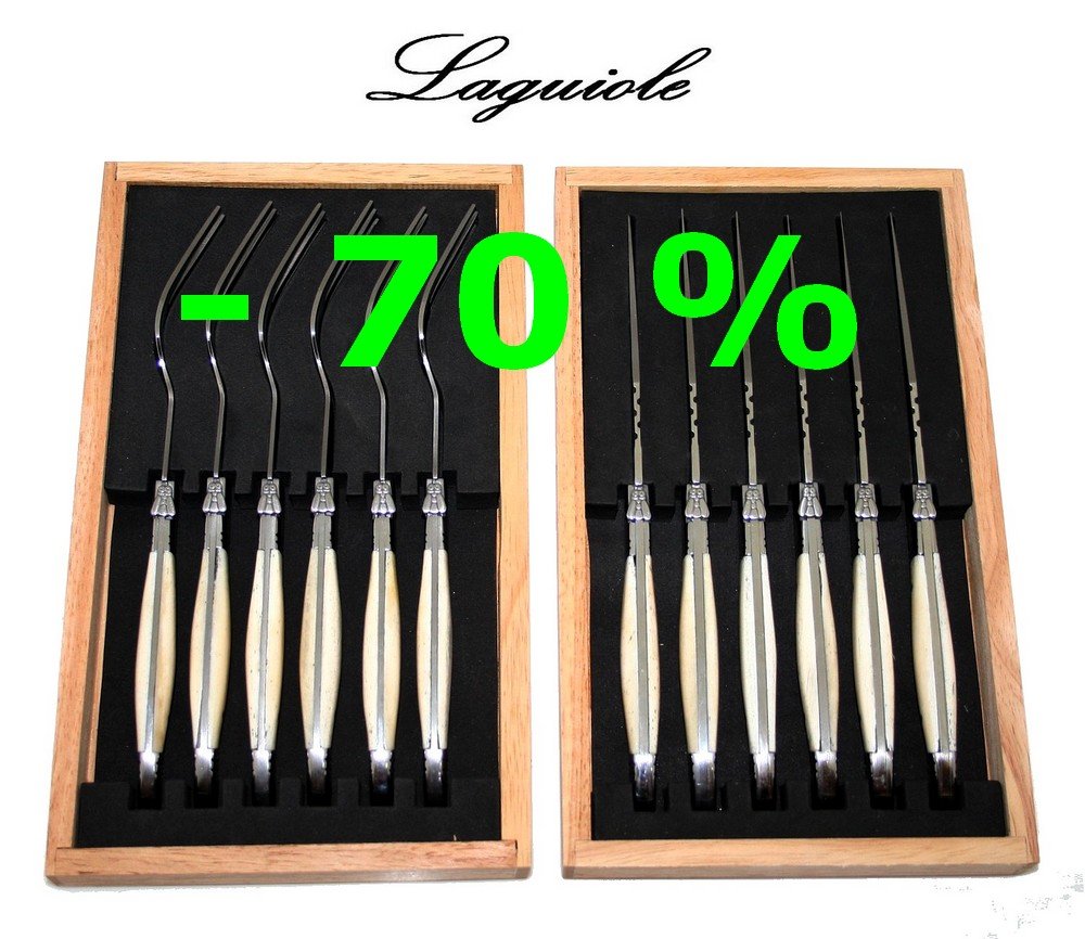 Buy 6 Steak Knives + 6 FREE forks LAGUIOLE REAL Blade 2 Mm Smooth