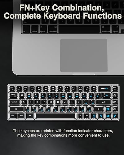 Miniatura 7 de Teclado 60%, teclado para juegos retroiluminado RGB con cable USB-C, portátil de 68 teclas, mini teclado compacto para viajes de negocios, oficina,