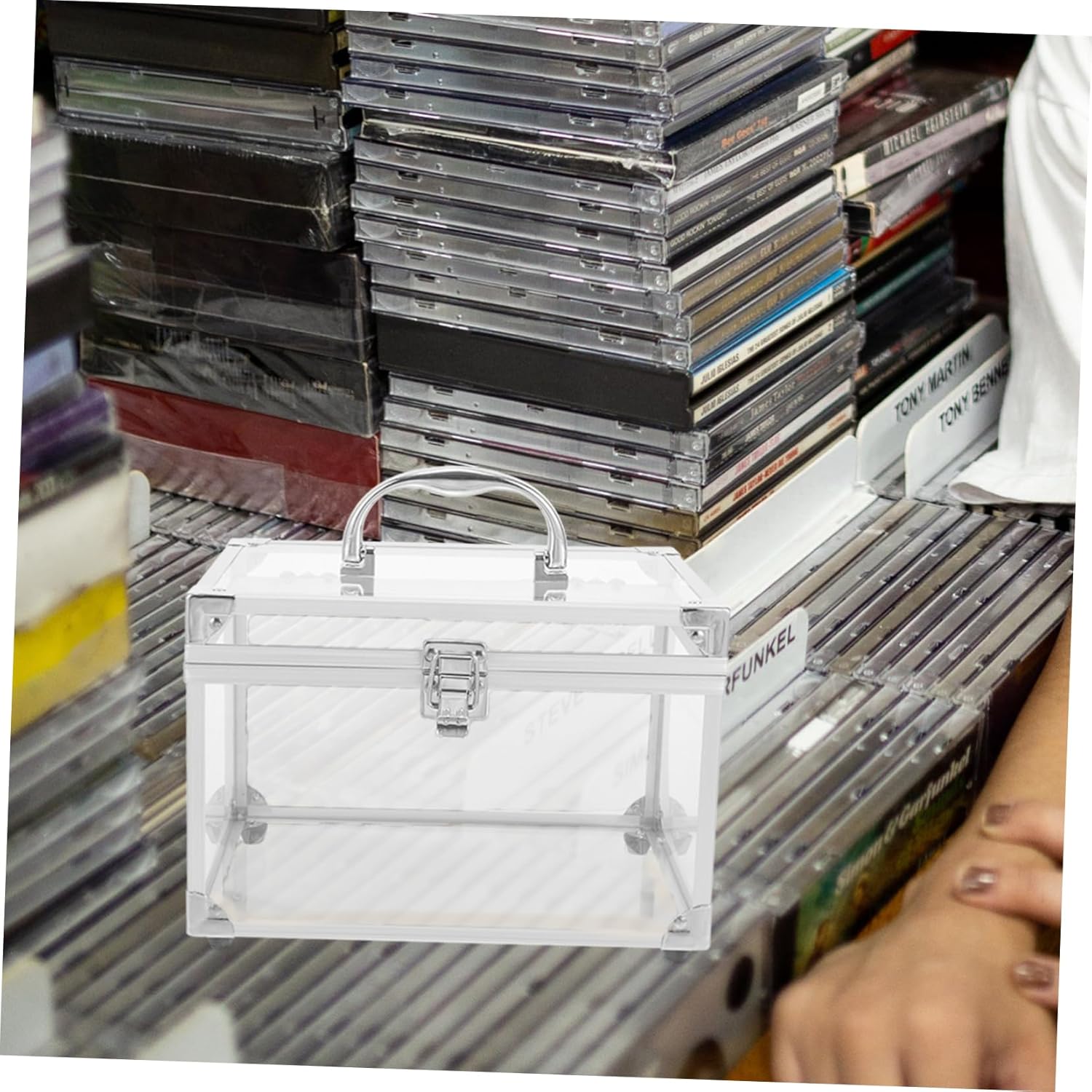 Happyyami Cd Storage Case Organizer Acrylic Cd Box DVD Carrying Case for Home Travel