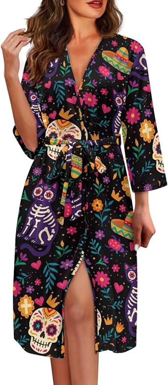 ZOUTAIRONG Halloween Nightgown Long Sleeve Pajamas for Women V Neck Sexy Sleepwear Plus Size Loungewear