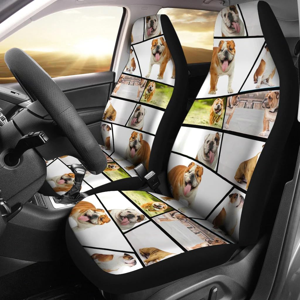 Bulldog Collage Print Car Seat Covers Universal Fit Car Seat Covers - Bulldog Collage Print Car Seat Covers