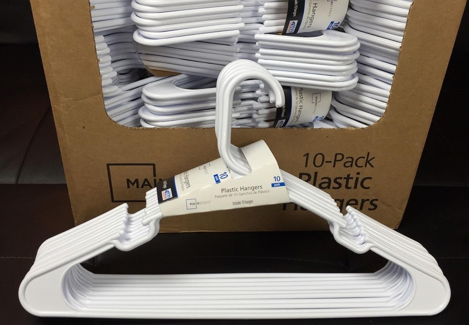 Lot 100 Mainstays Plastic Tubular Slotted White Adult Clothing Clothes Hangers