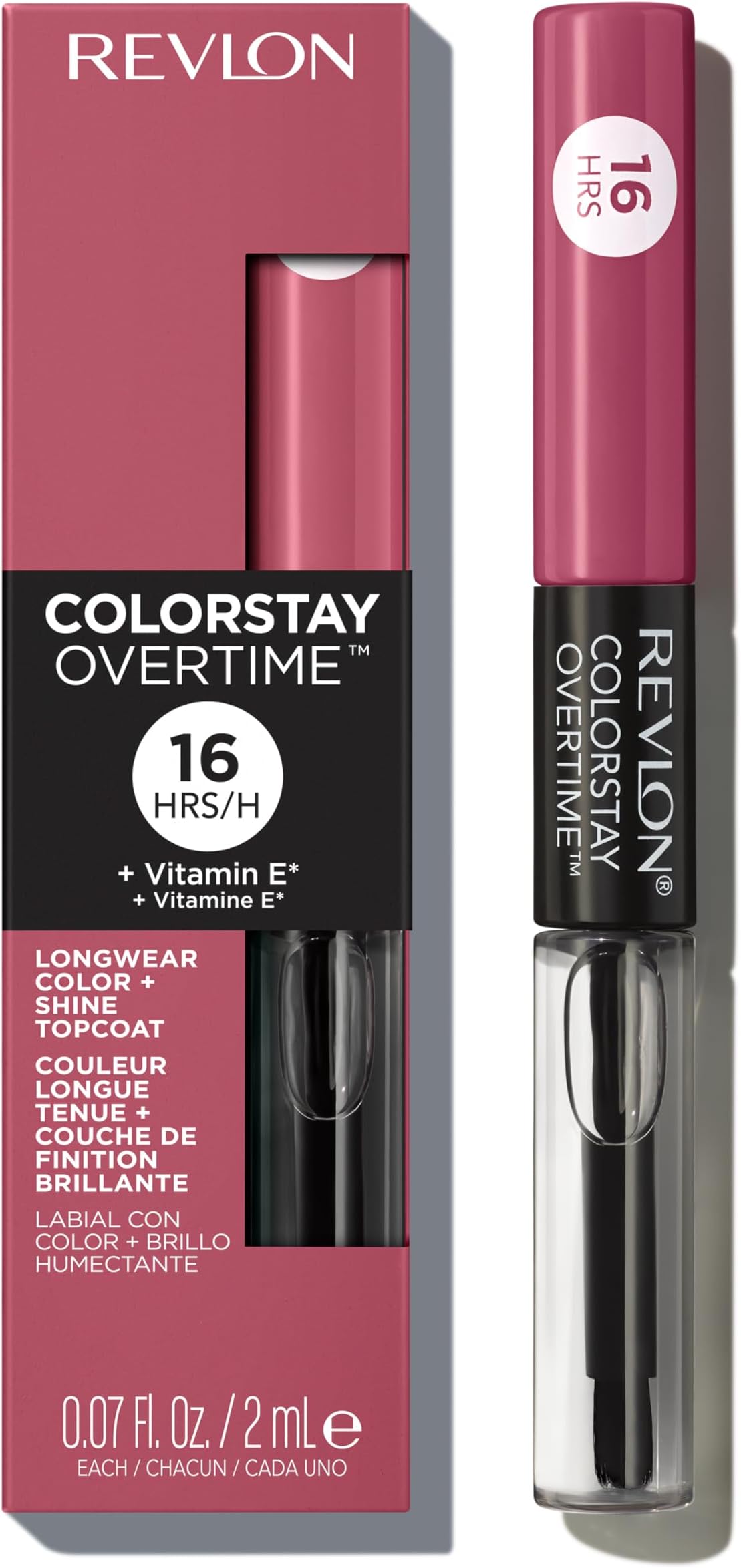ColorStay Overtime Liquid Lipstick with Clear Lip Gloss, Long-Lasting Lip Color, Dual Ended with Moisturizing Vitamin E, 005 Infinite Raspberry, 0.07 fl oz