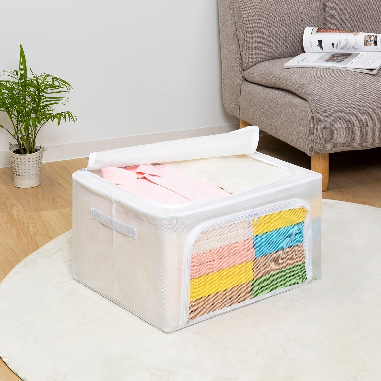 アストロ Astro 822-31 Storage Case for Clothes, White, Non-Woven Fabric, Wired, Simple, Stackable, Handle Included