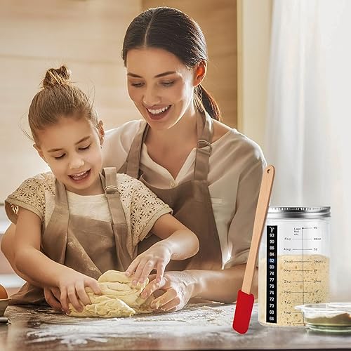 Miniatura 5 de Kit de inicio de masa madre de 40 onzas  40.6 fl oz - Tiras de termómetro adicionales y cubiertas transpirables incluidas en el tarro de inicio de