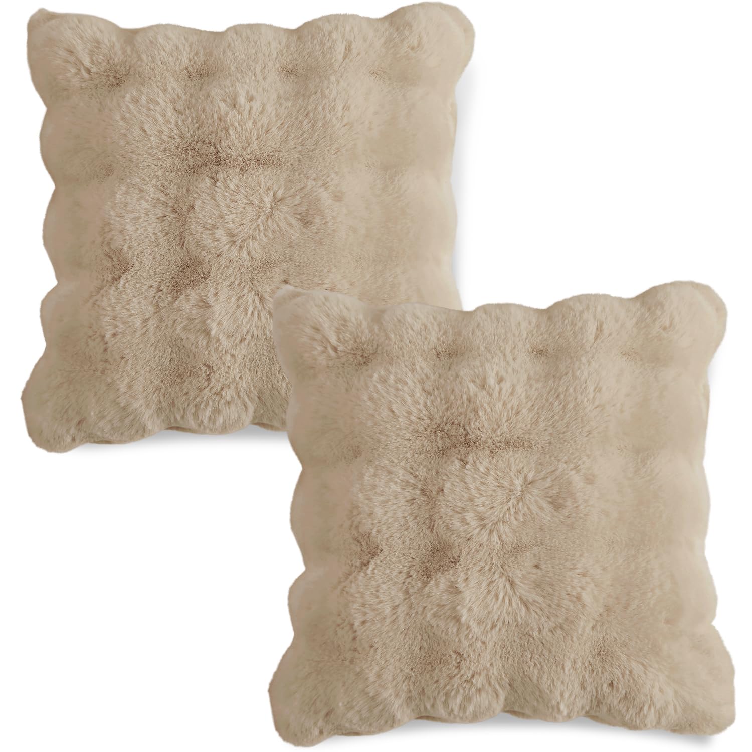 HOKIPO 'FurHug' Faux Rabbit Fur Cushion Cover, 18x18 inch (45x45 cm) Latte Brown (AR-5018)-image-47
