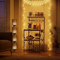 Vista 8 de Furologee Estante para hornear de cocina con toma de corriente, estación de barra de café con almacenamiento de 4 niveles, soporte para horno