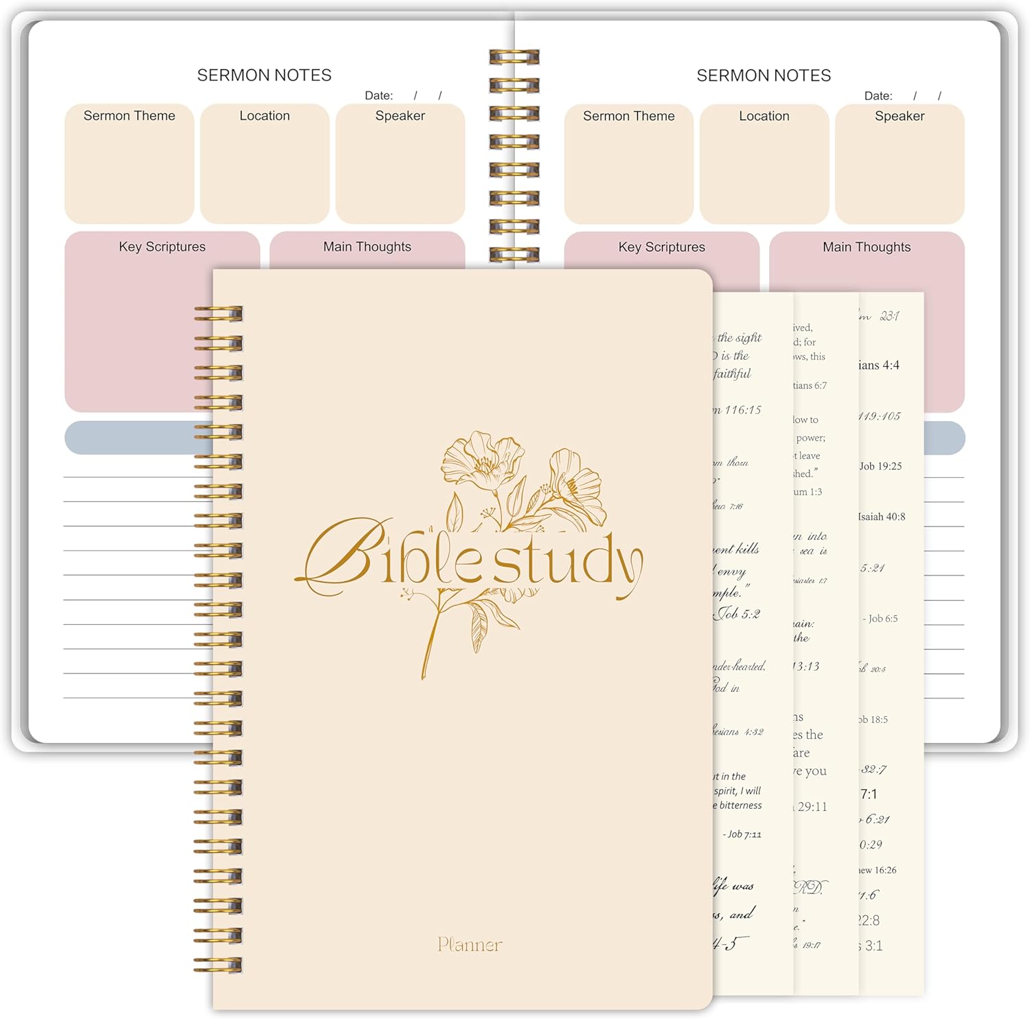 Bible Study Journal - Church Notes Journal - Soap Bible Study Notebook for Women - Bible Notebooks for Note Taking - Based Religious Gifts