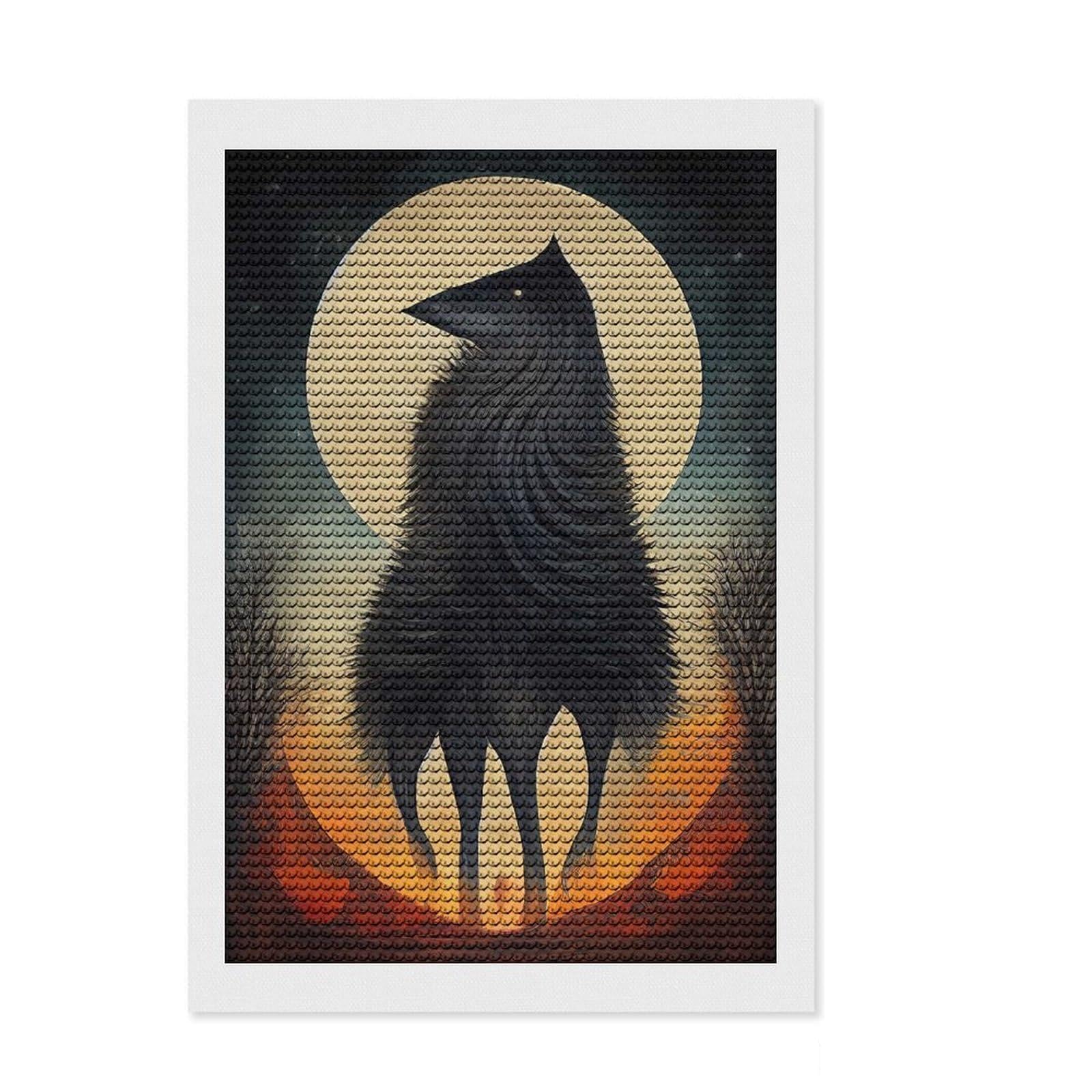 Junmoney Stylised Wolf Diamond Art Canvas 8"x12", for Teens, Enjoyable At-Home Hobby, Office Decor, Gift Idea, Pleasing Wall Art Project