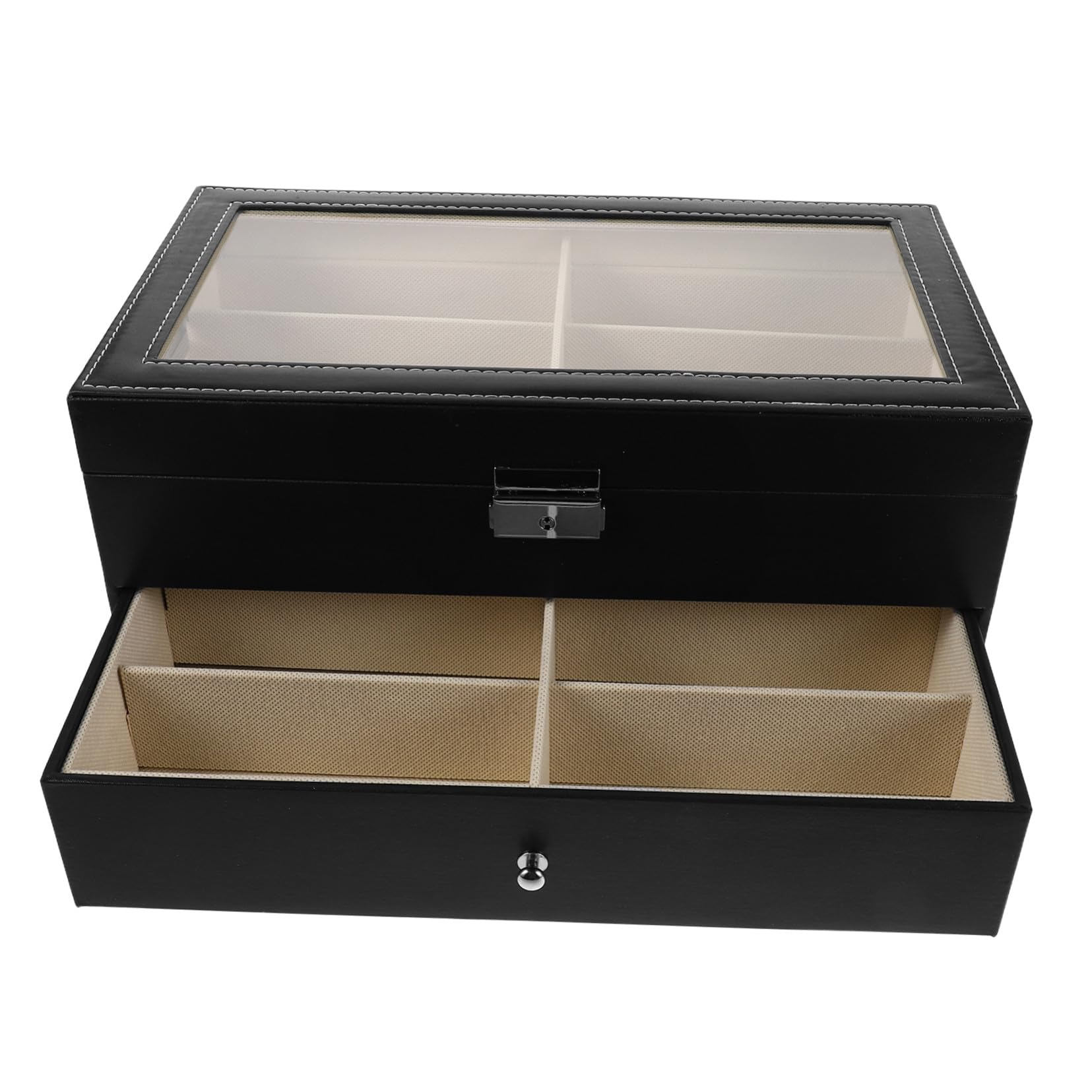 Brillenbox aus Hartschale mit Sichtfenster Brillenorganizer für Sonnenbrillen Aufbewahrungsbox mit Fächern Reise-brillenaufbewahrungsbox Schutz und Ordnung für Brillen