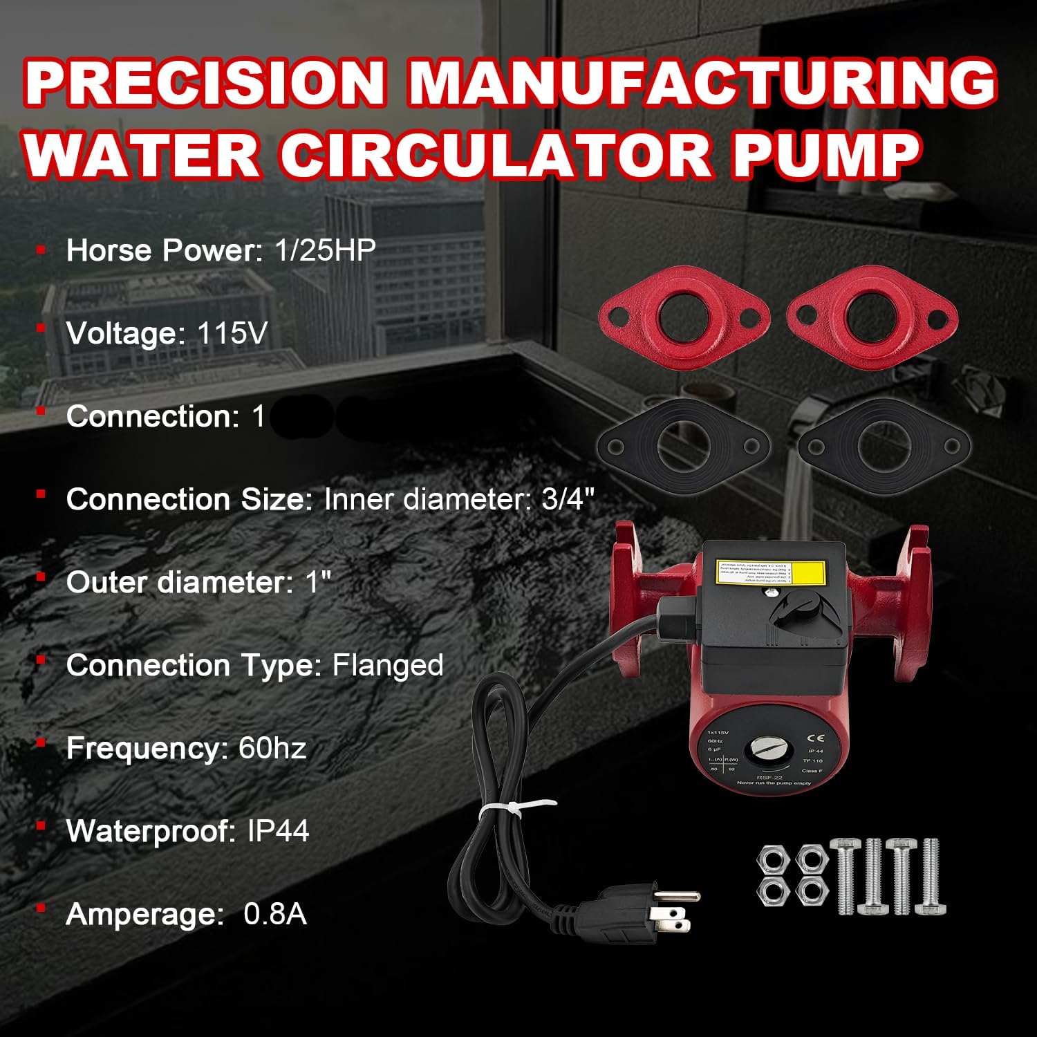 103252LF Water Circulator Pump Boiler Pump Compatible with Bell & Gossett NBF-22 115V 1/25 HP 1" Union
