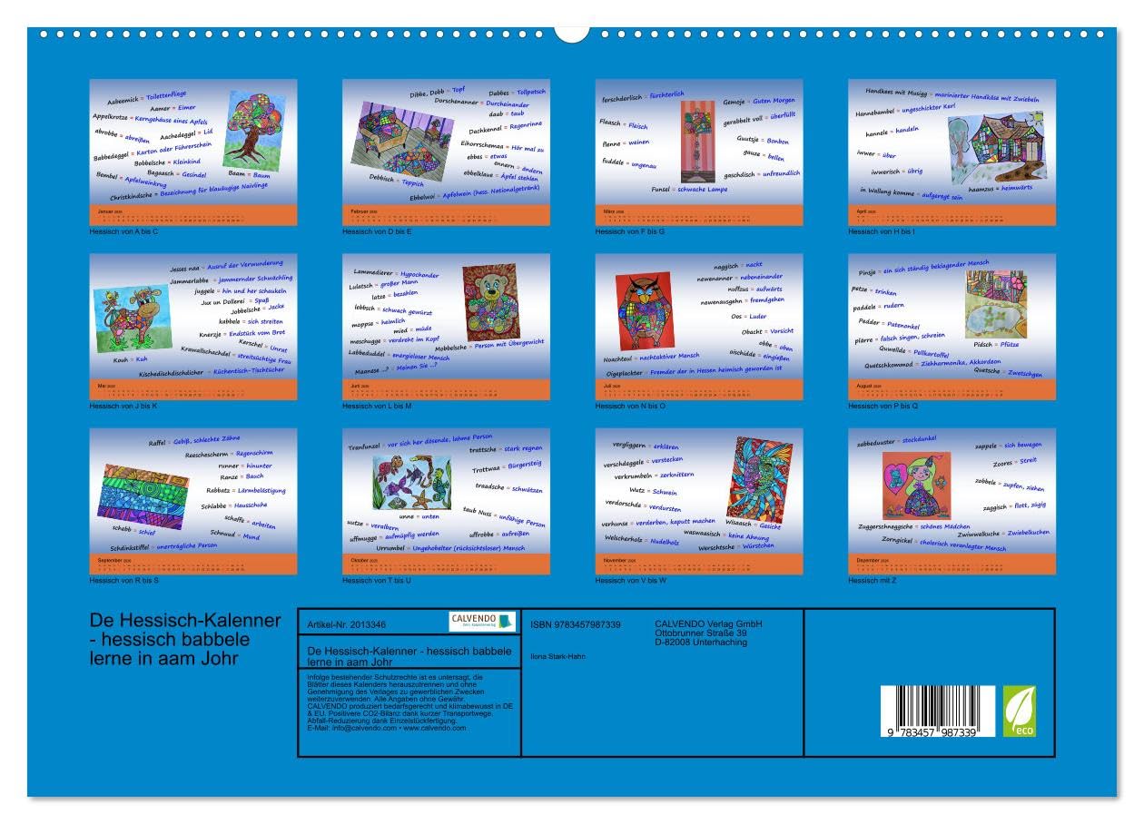 De Hessisch-Kalenner - hessisch babbele lerne in aam Johr (hochwertiger Premium Wandkalender 2026 DIN A2 quer), Kunstdruck in Hochglanz: De ... eines Jahres mächtig werden (CALVENDO Kunst)