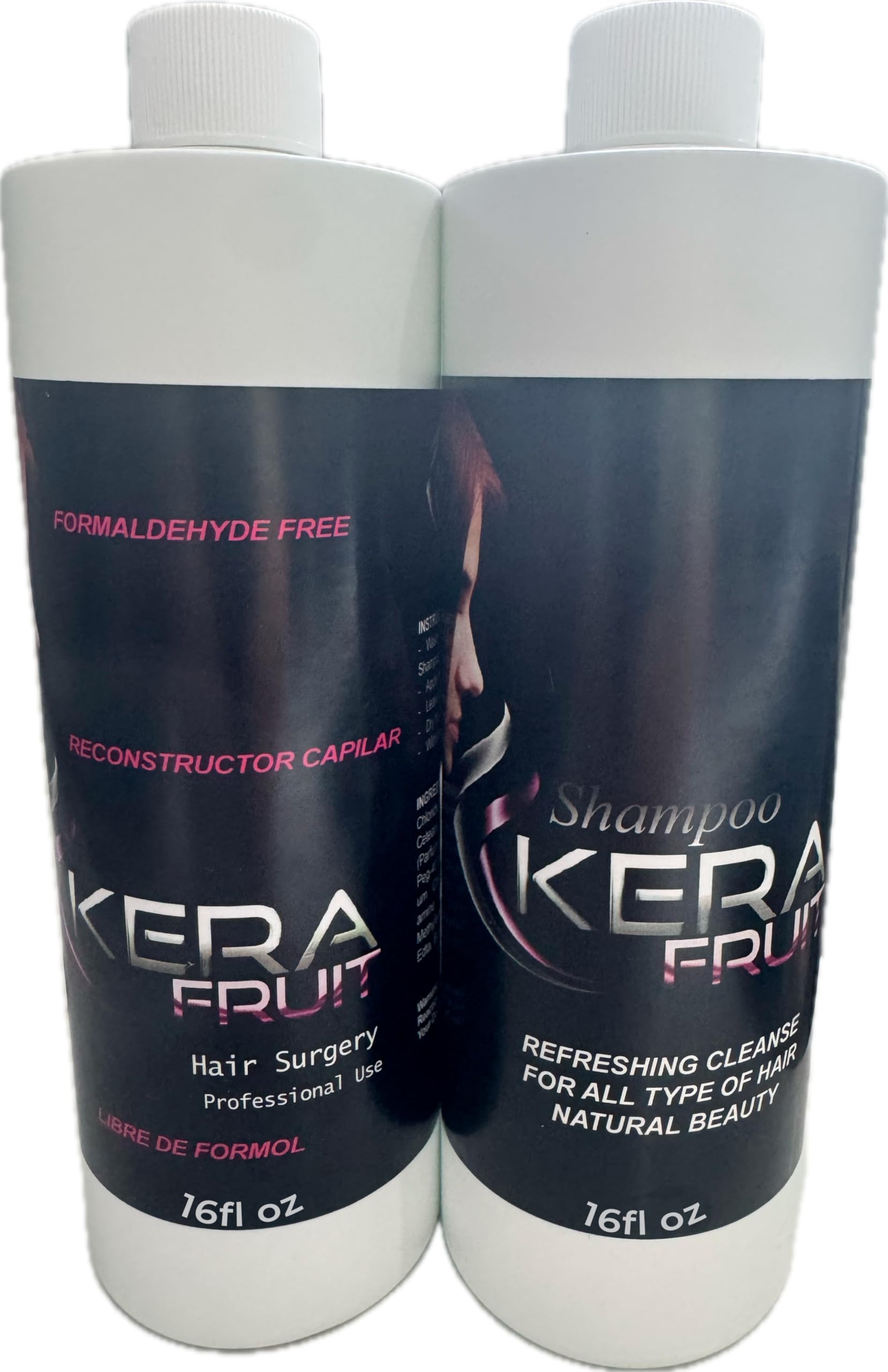 KERA FRUIT Cirugia Capilar Para el Cabello Libre de Formol - Antifrizz Deep Hydratation - Repair Hair Treatment - Professional Results - Formaldehyde Free 16oz with Shampoo - keratin Treatment.
