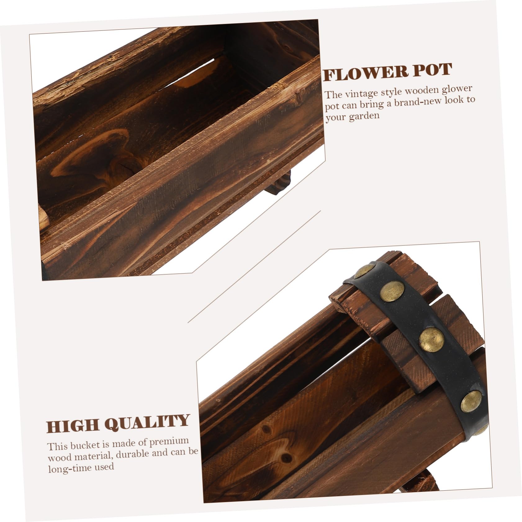 POPETPOP Maceta de Balcón de Madera Retro Multifuncional para Plantas Suculentas, Soporte Resistente para Jardín y Oficina Diseño Anticorrosivo