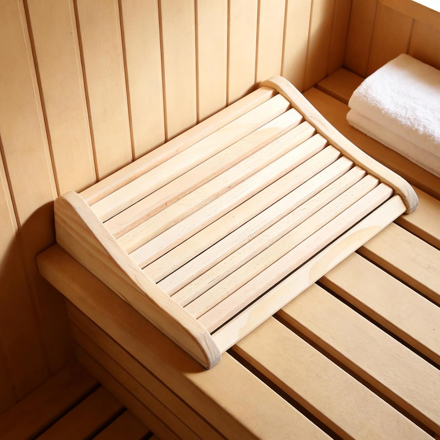 NOLITOY Wooden Sauna Headrest Pillow - Neck Massage Pillow - Ergonomic Wood Sauna Neck Support - Room Decor Accessory for Home Spa Use