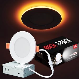 Togalonn Pot Lights LED 4 Inch with Nightlight, Dimmable & 5CCT Recessed Lighting, Exterior Soffit Canless Downlight, ETL Listed, IC Rate, 9W, 2 Pack